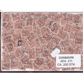 Danmark 200 stk Afa 211 Stemplet/ustemplet.