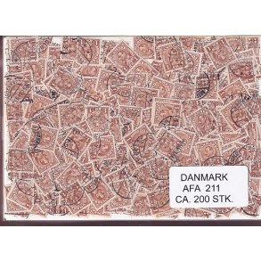 Danmark 200 stk Afa 211 Stemplet/ustemplet.