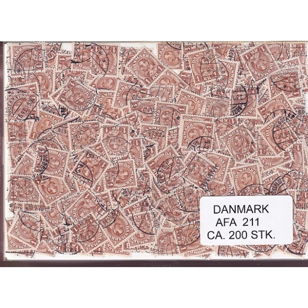 Danmark 200 stk Afa 211 Stemplet/ustemplet.