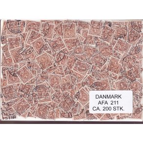 Danmark 200 stk Afa 211 Stemplet/ustemplet.