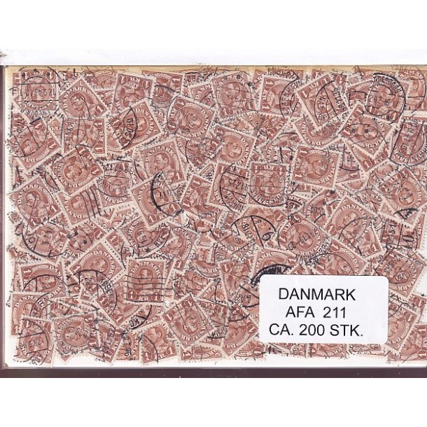 Danmark 200 stk Afa 211 Stemplet/ustemplet.