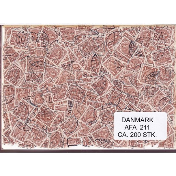 Danmark 200 stk Afa 211 Stemplet/ustemplet.