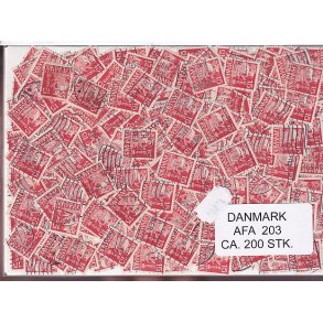 Danmark 200 stk Afa 203 Stemplet/ustemplet.