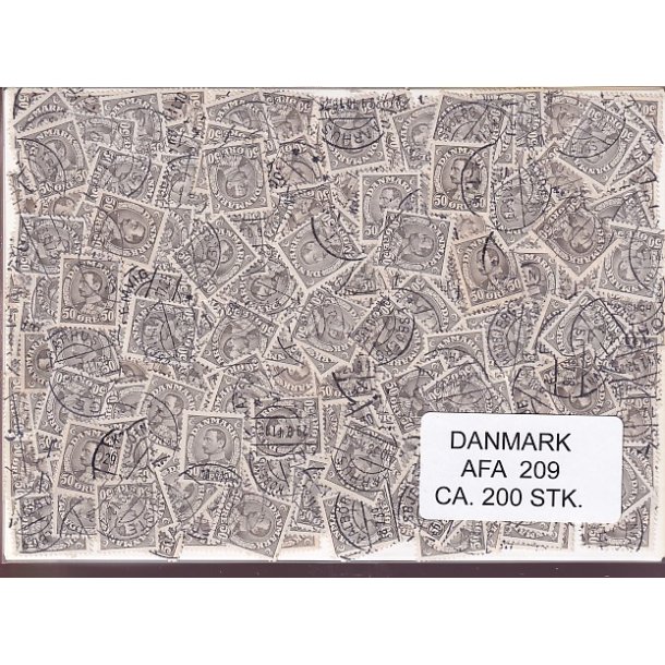 Danmark 200 stk Afa 209 Stemplet/ustemplet.