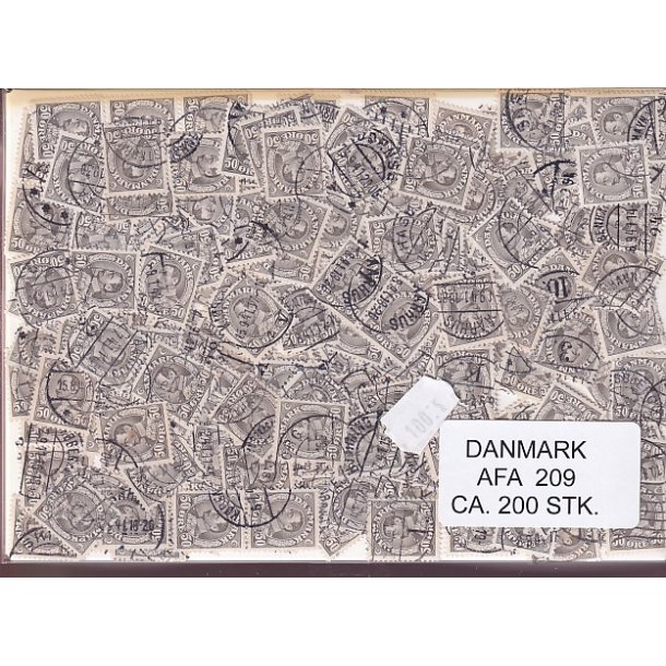 Danmark 200 stk Afa 209 Stemplet/ustemplet.