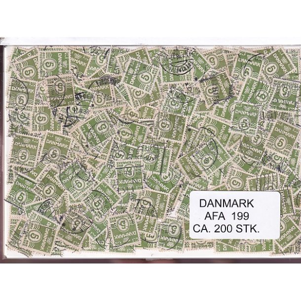 Danmark 200 stk Afa 199 Stemplet/ustemplet.
