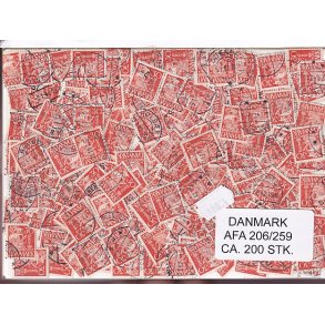 Danmark 200 stk Afa nr.206/259 Stemplet/ustemplet