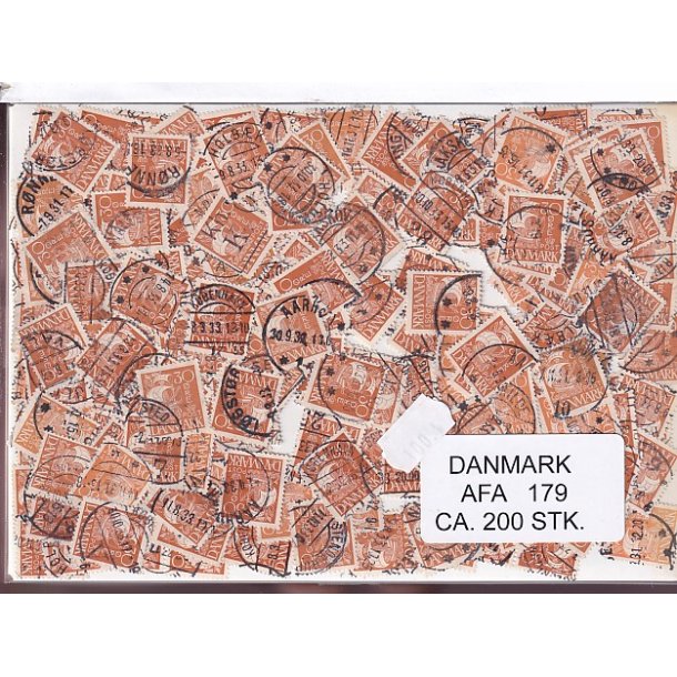 Danmark 200 stk Afa 179 Stemplet/ustemplet.