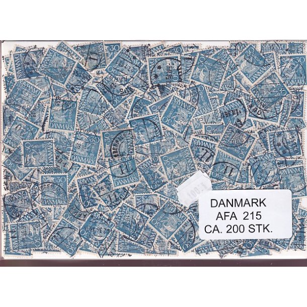 Danmark 200 stk Afa nr.215 Stemplet/ustemplet