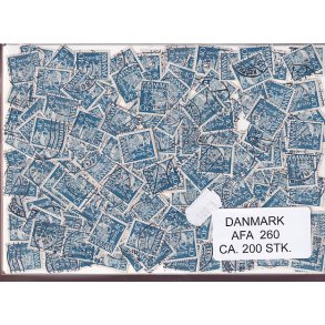 Danmark 200 stk Afa 260 Stemplet/ustemplet.