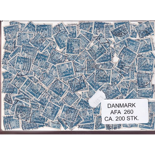 Danmark 200 stk Afa 260 Stemplet/ustemplet.
