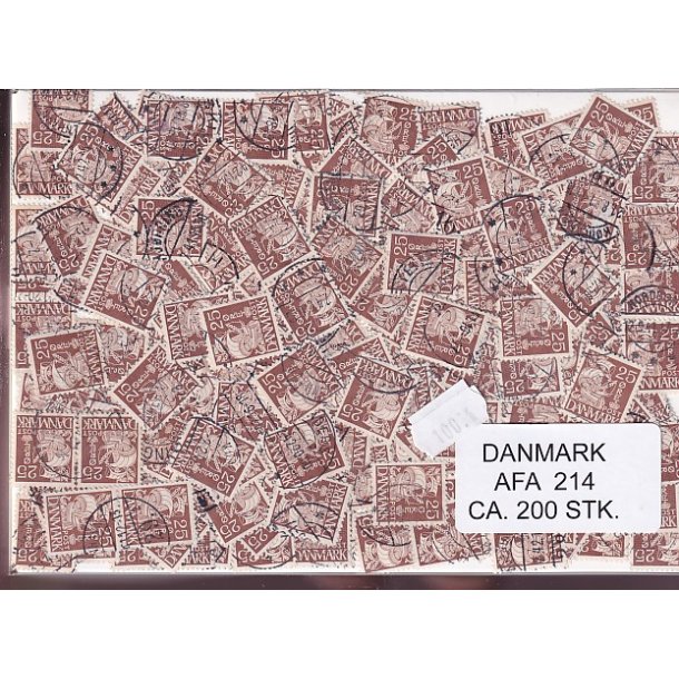Danmark 200 stk Afa 214 Stemplet/ustemplet.