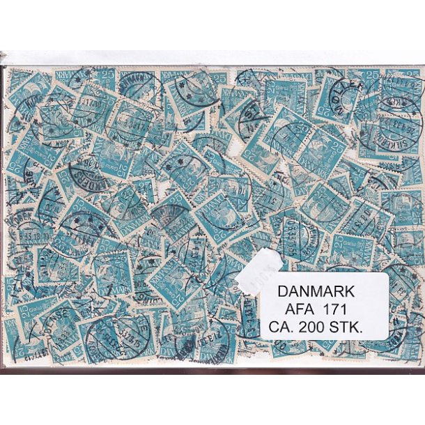Danmark 200 stk Afa nr.171 Stemplet/ustemplet