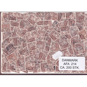 Danmark 200 stk Afa 214 Stemplet/ustemplet.