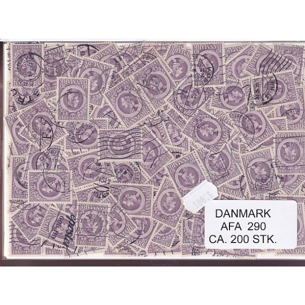 Danmark 200 stk Afa 290 Stemplet/ustemplet.