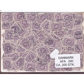 Danmark 200 stk Afa 290 Stemplet/ustemplet.