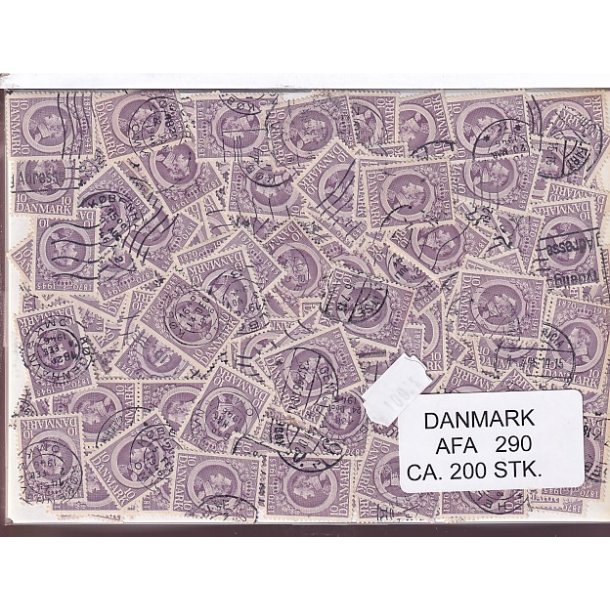 Danmark 200 stk Afa 290 Stemplet/ustemplet.