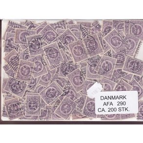 Danmark 200 stk Afa 290 Stemplet/ustemplet.