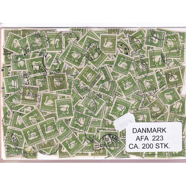 Danmark 200 stk Afa 223 Stemplet/ustemplet.