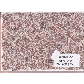 Danmark 200 stk Afa 235 Stemplet/ustemplet.
