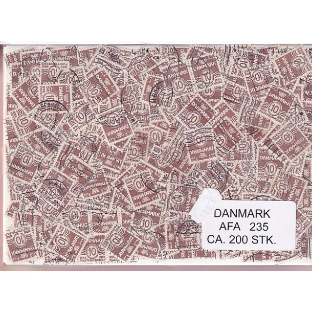 Danmark 200 stk Afa 235 Stemplet/ustemplet.