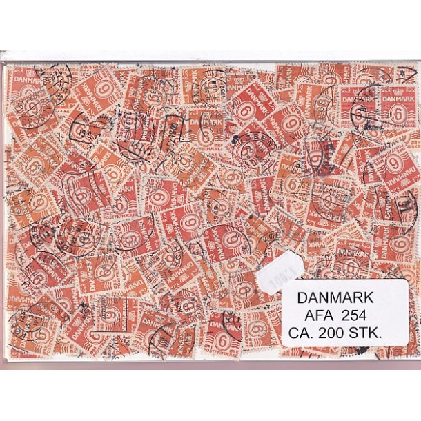 Danmark 200 stk Afa nr.254 Stemplet/ustemplet
