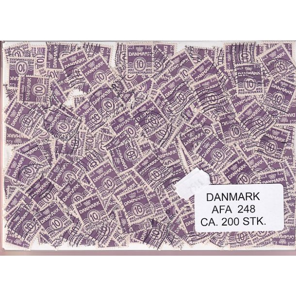 Danmark 200 stk Afa 248 Stemplet/ustemplet.