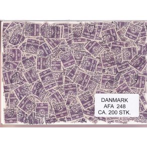 Danmark 200 stk Afa 248 Stemplet/ustemplet.