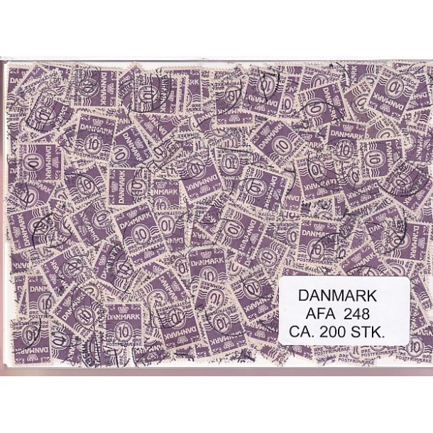 Danmark 200 stk Afa 248 Stemplet/ustemplet.
