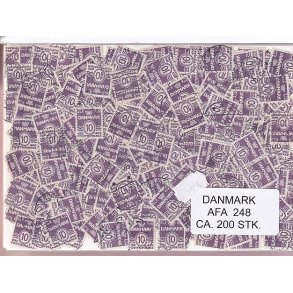 Danmark 200 stk Afa 248 Stemplet/ustemplet.