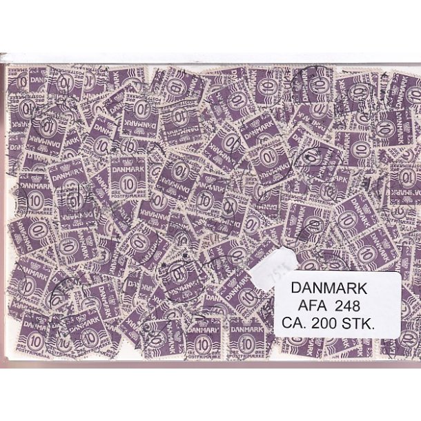 Danmark 200 stk Afa 248 Stemplet/ustemplet.