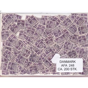 Danmark 200 stk Afa 248 Stemplet/ustemplet.