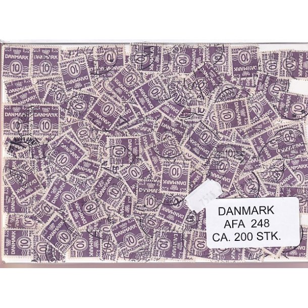 Danmark 200 stk Afa 248 Stemplet/ustemplet.