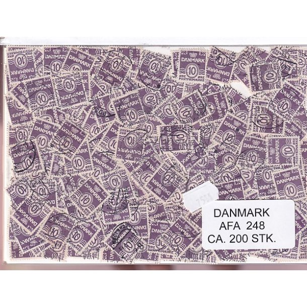 Danmark 200 stk Afa 248 Stemplet/ustemplet.