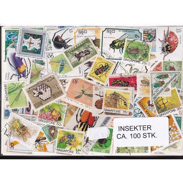 Insekter p Frimrker. St/ust. 100 stk.