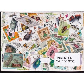 Insekter p Frimrker. St/ust. 100 stk.