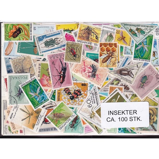 Insekter p Frimrker. St/ust. 100 stk.