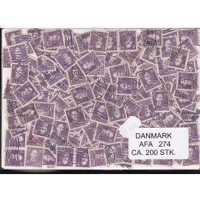 Danmark 200 stk Afa 274 Stemplet/ustemplet.
