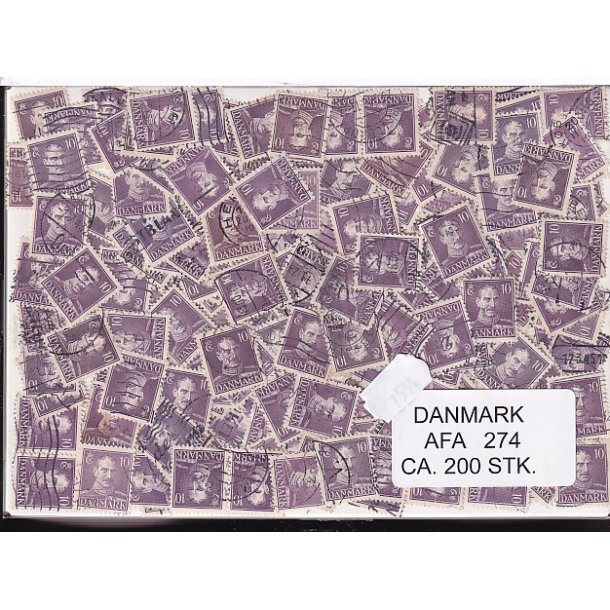 Danmark 200 stk Afa 274 Stemplet/ustemplet.