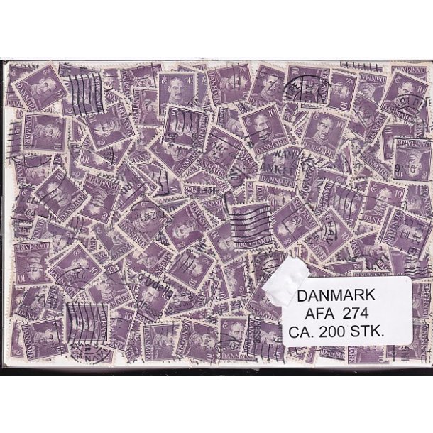 Danmark 200 stk Afa 274 Stemplet/ustemplet.