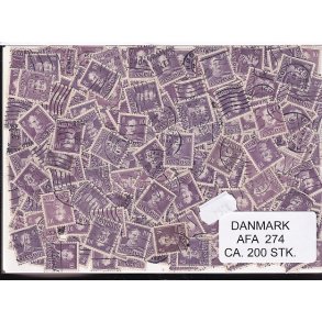Danmark 200 stk Afa 274 Stemplet/ustemplet.