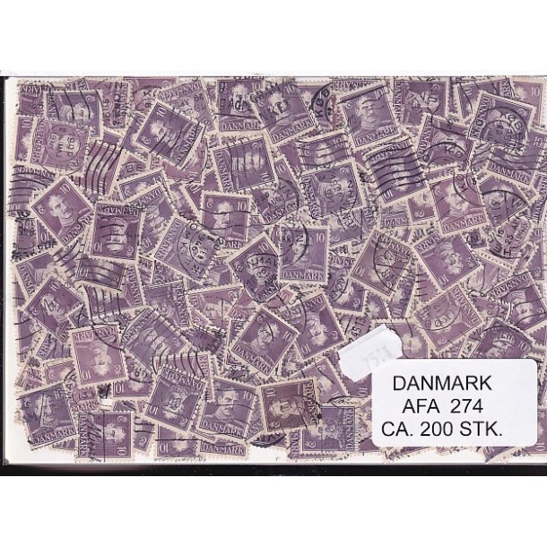 Danmark 200 stk Afa 274 Stemplet/ustemplet.