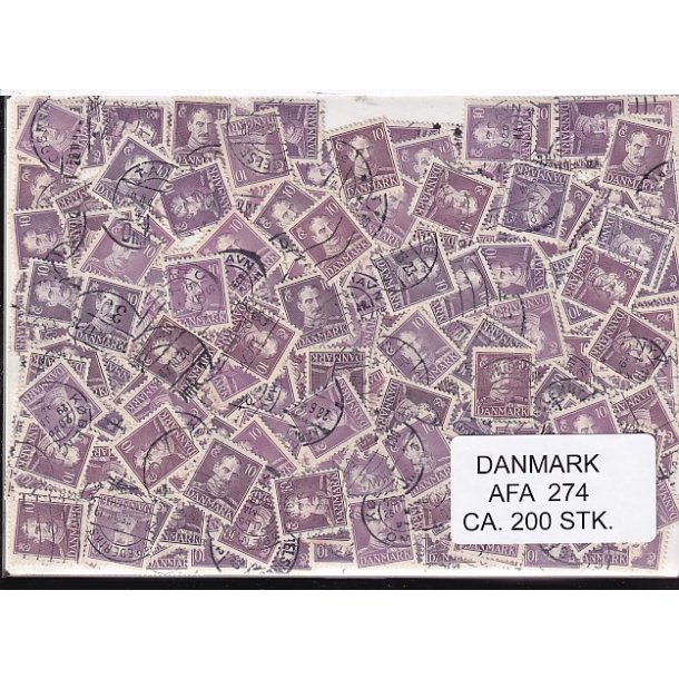 Danmark 200 stk Afa 274 Stemplet/ustemplet.