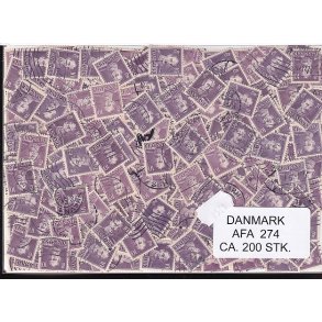 Danmark 200 stk Afa 274 Stemplet/ustemplet.