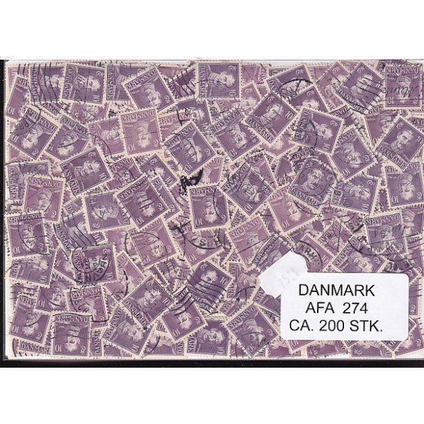 Danmark 200 stk Afa 274 Stemplet/ustemplet.