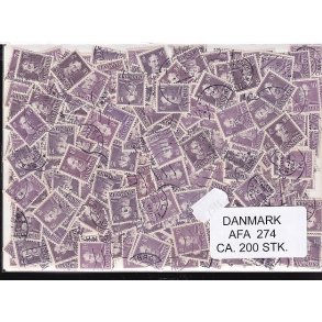 Danmark 200 stk Afa 274 Stemplet/ustemplet.