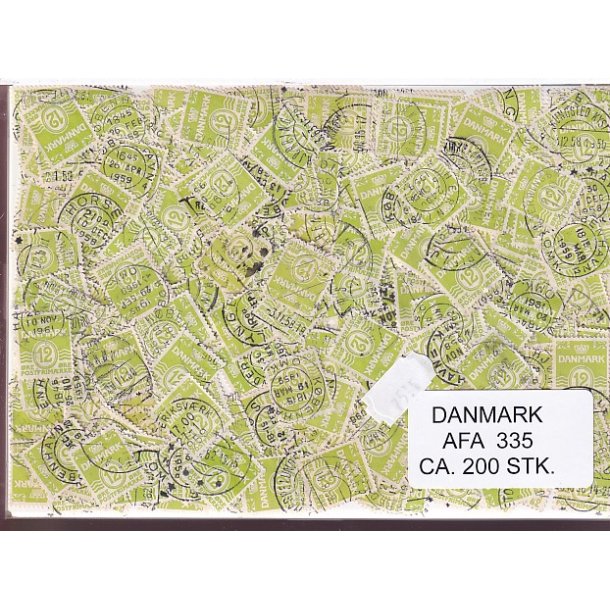 Danmark 200 stk Afa 335 Stemplet/ustemplet.