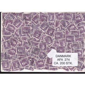Danmark 200 stk Afa 274 Stemplet/ustemplet.