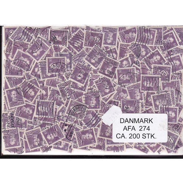 Danmark 200 stk Afa 274 Stemplet/ustemplet.