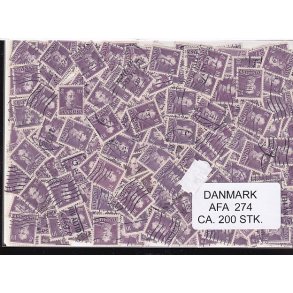 Danmark 200 stk Afa 274 Stemplet/ustemplet.